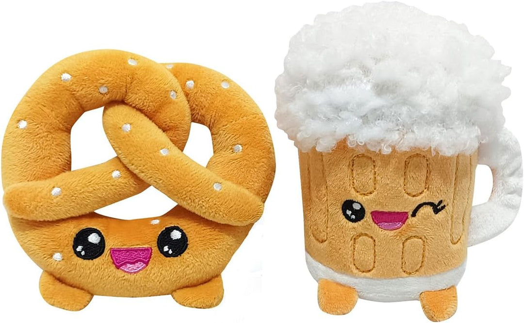 Joy Toy - Yummies Together Brezel und Bier - 2 Plüsch 15 cm in Take Away Plüsch Tasche 21x21 cm Brez