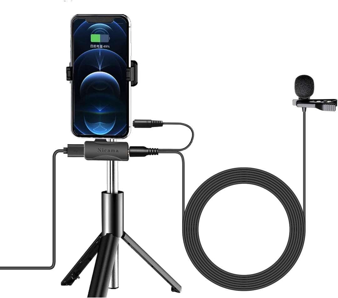 Nicama USB C Lavalier Ansteckmikrofon mit Kopfhörer Monitoring Input, LVM4 Typ C Anstecken Mikrofon