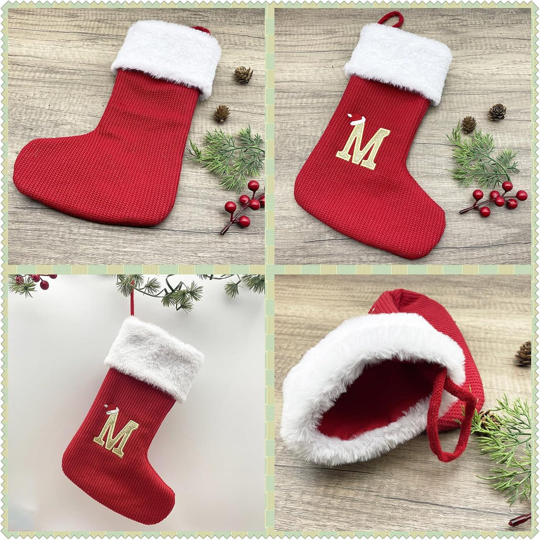 Mittelgrosse Weihnachtsstrümpfe, personalisierte Strickwarenstrümpfe mit Buchstaben, hängende Weihna