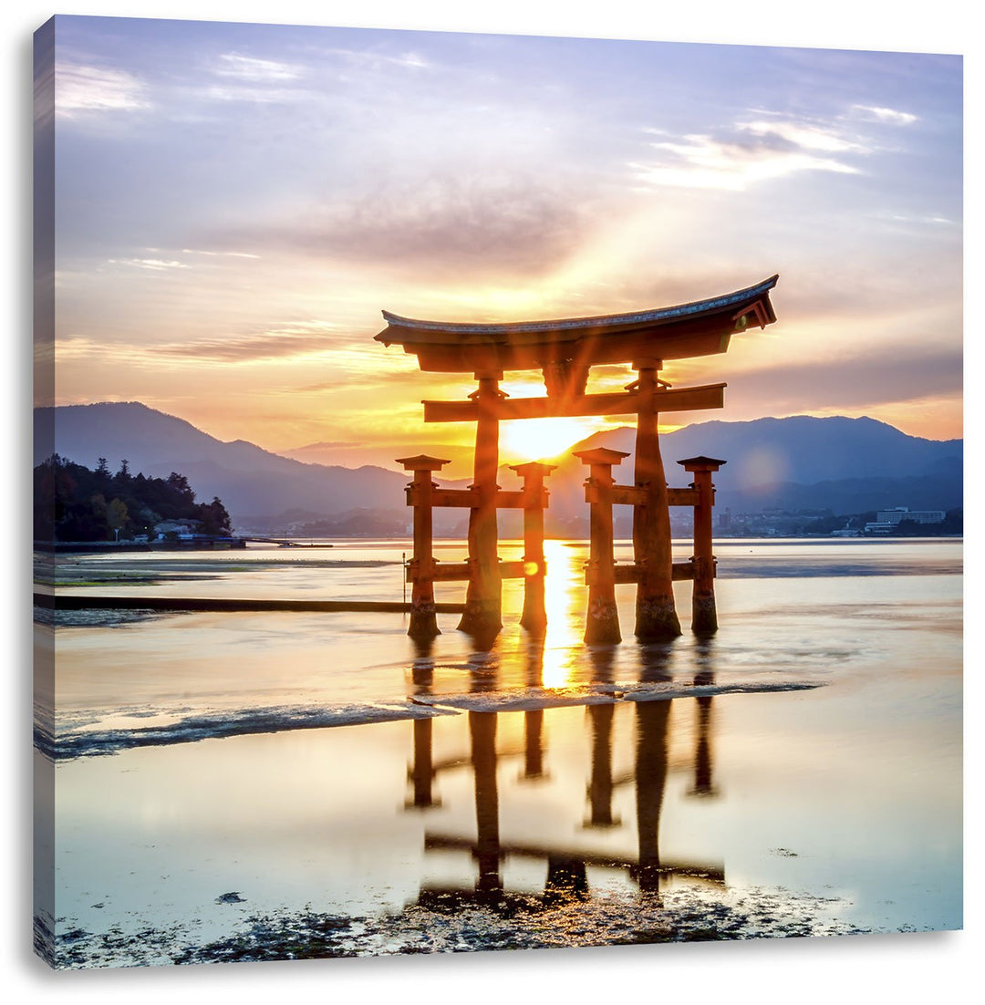 Pixxprint Torii Gate in Miyajima Japan als Leinwandbild/Grösse: 70x70 cm/Wandbild/Kunstdruck/fertig