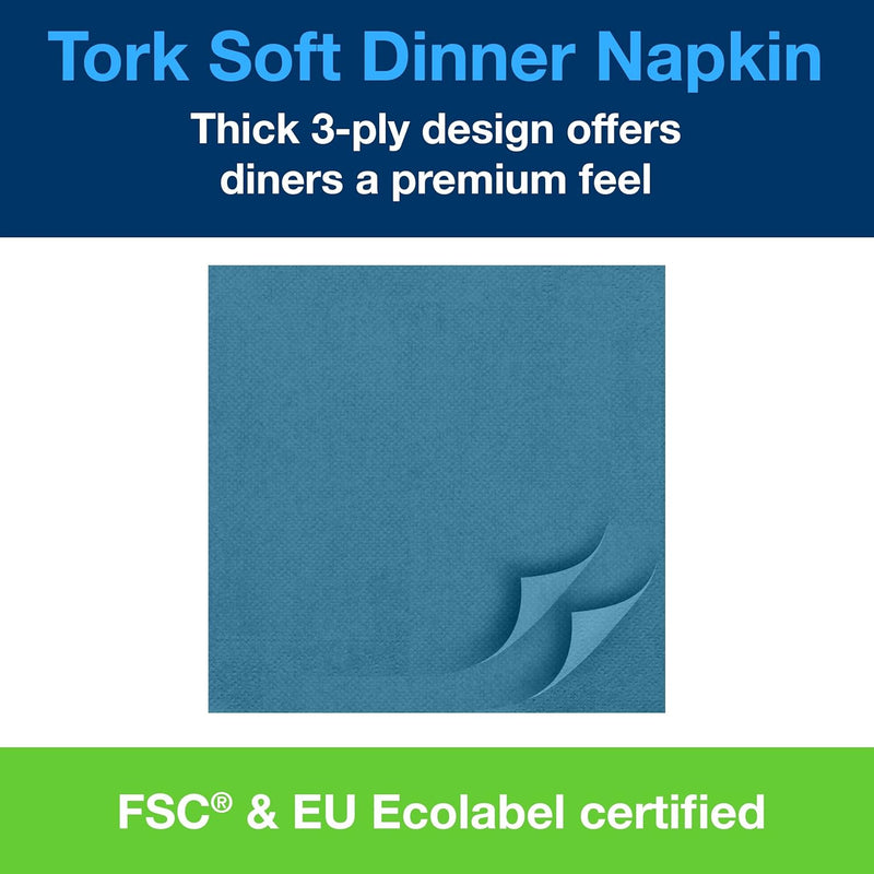 Tork 477914 Soft Dinnerserviette Blaugrün / Papierservietten 3 lagig / Ideale Qualität und Grösse fü