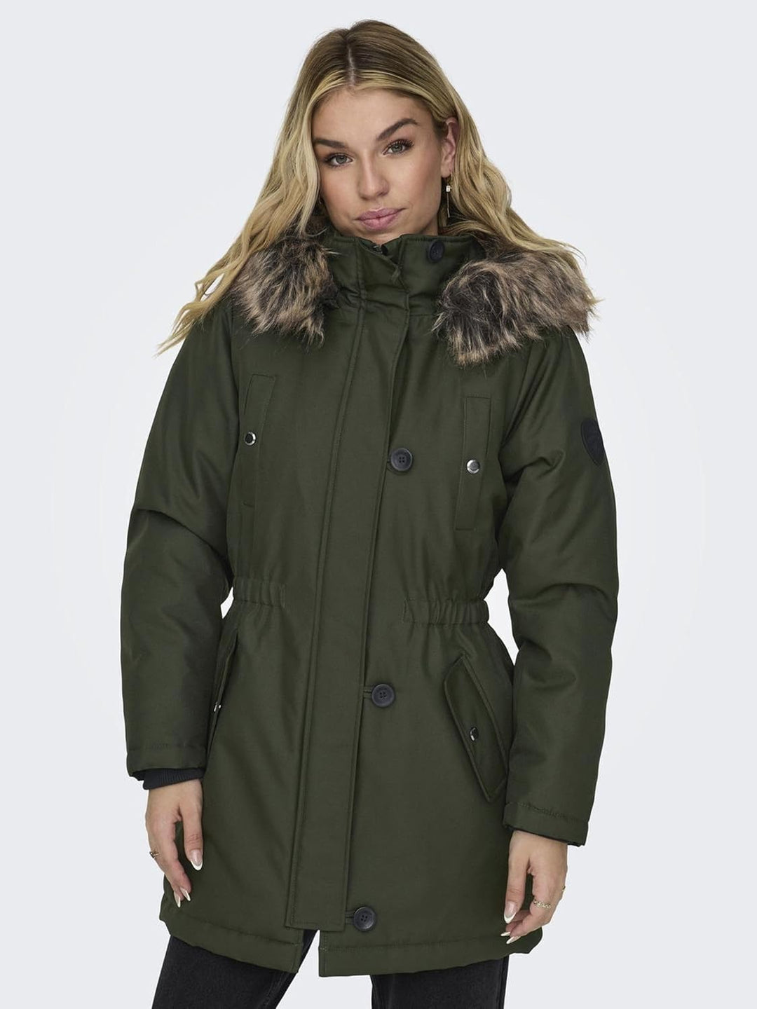 ONLY Damen Mantel XS Rosin/Detail:BROWN FUR, XS Rosin/Detail:BROWN FUR