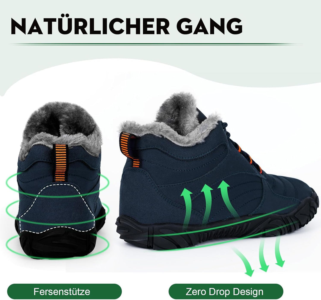 RUYI Barfussschuhe Winter Herren Damen Barfussschuhe Wasserabweisend, Warm Gefüttert Winterschuhe Tr