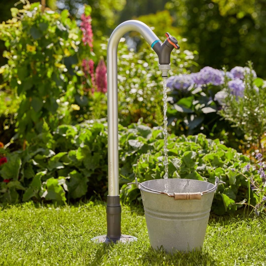 Gardena Sprinklersystem Pipeline Garten-Wasserhahn: Schwenkbarer Hahn, Anti-Splash Hahnverbinder, Re