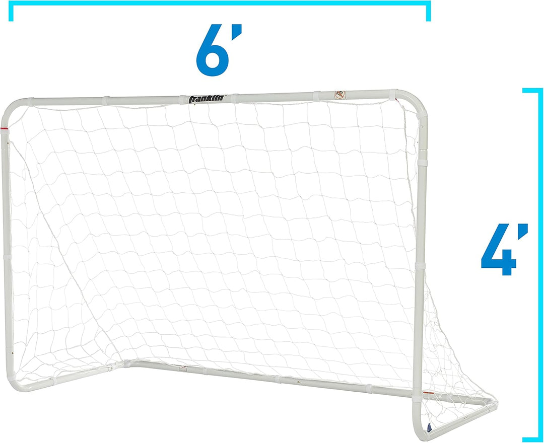 Franklin Sports Fussballtor für Wettkampf, Stahltor mit Allwetternetz, inkl. 6 Bodenspiessen, 3,6 x