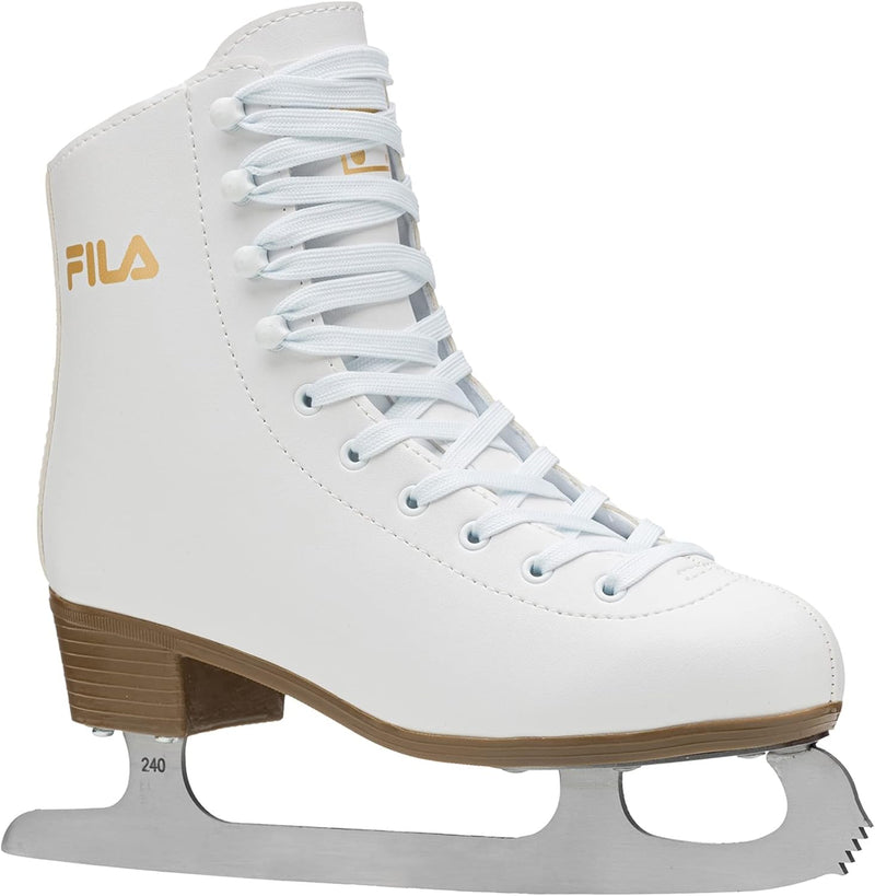 FILA Damen Schlittschuhe Cortina, Eislaufschuhe Grösse 42, Kunstlaufschuhe mit Edelstahlkufen, weiss