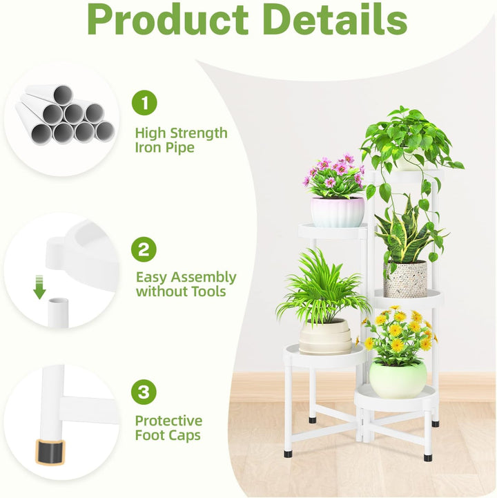 iDavosic.ly Pflanzenständer Metall Kunststoffe mit 5 Ebenen, Blumenständer Plant Stand Indoor Outdoo