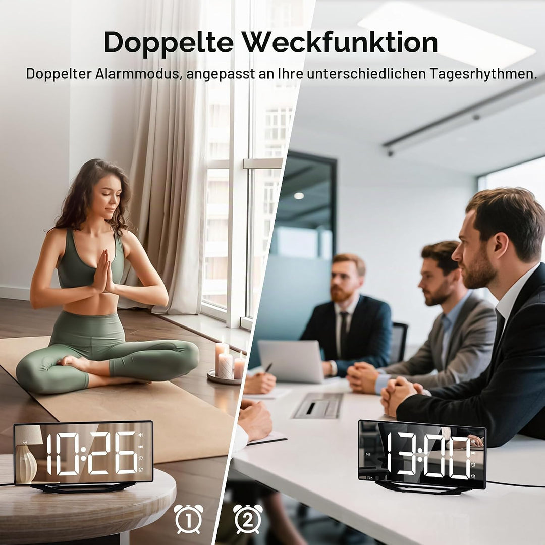 Wecker Laut für Tiefschläfer mit Bettshaker, Doppel Vibrationswecker, 8.7&
