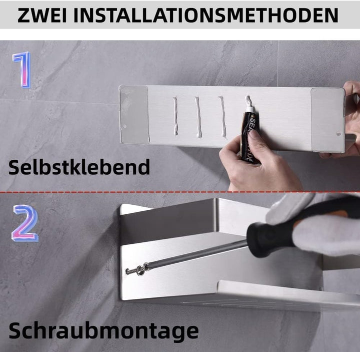 HomeHeng Duschablage Ohne Bohren Gebürstetes Nickel, Duschregal Wandmontage Badregal Duschkorb Edels