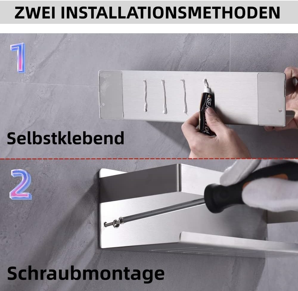 Duschregal Ohne Bohren Badregal Duschablage Wandregal Edelstahl Duschkorb Badezimmer Regal Dusche Ab