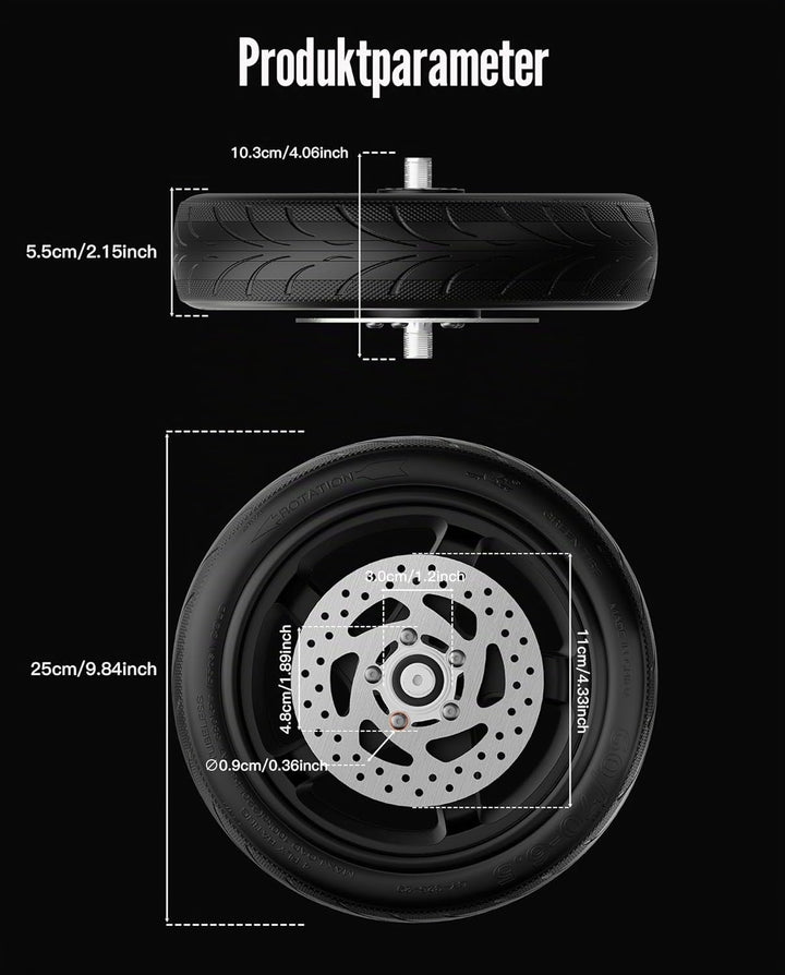 60/70-6,5 Vorderachssatz kompatibel mit Segway Ninebot F2 / F2Plus / F2 Pro, volle 10-Zoll-Vorderräd