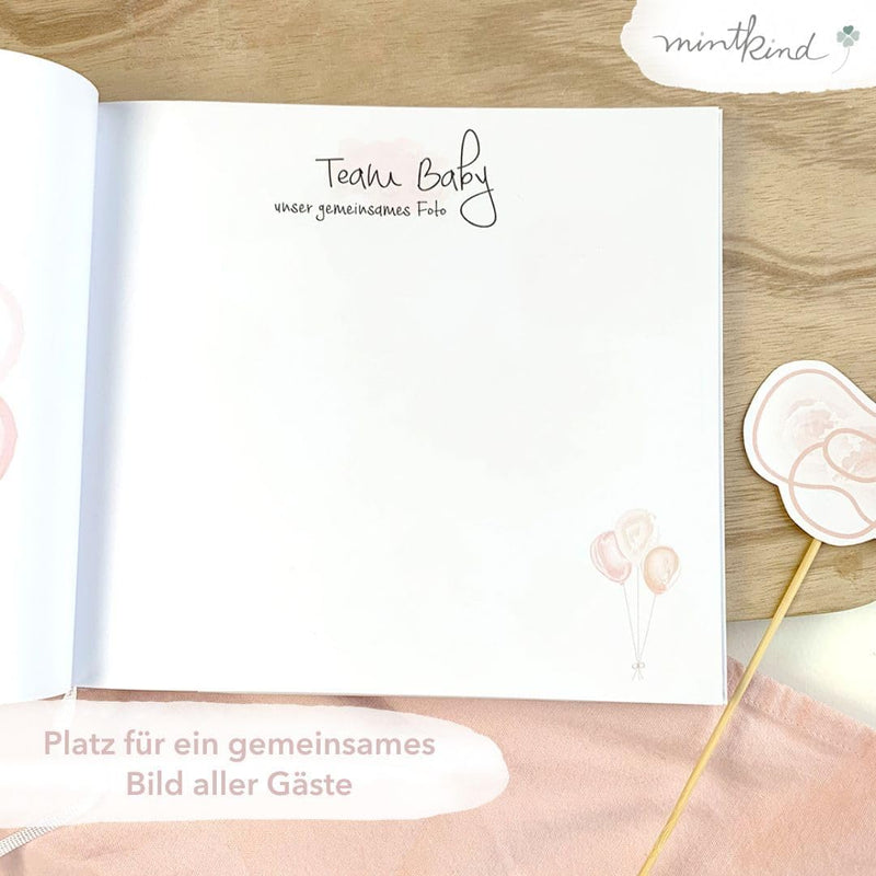 mintkind® Gästebuch "Meine Babyparty" Rosa I Babyparty Geschenk Junge & Mädchen I Baby Shower & Baby