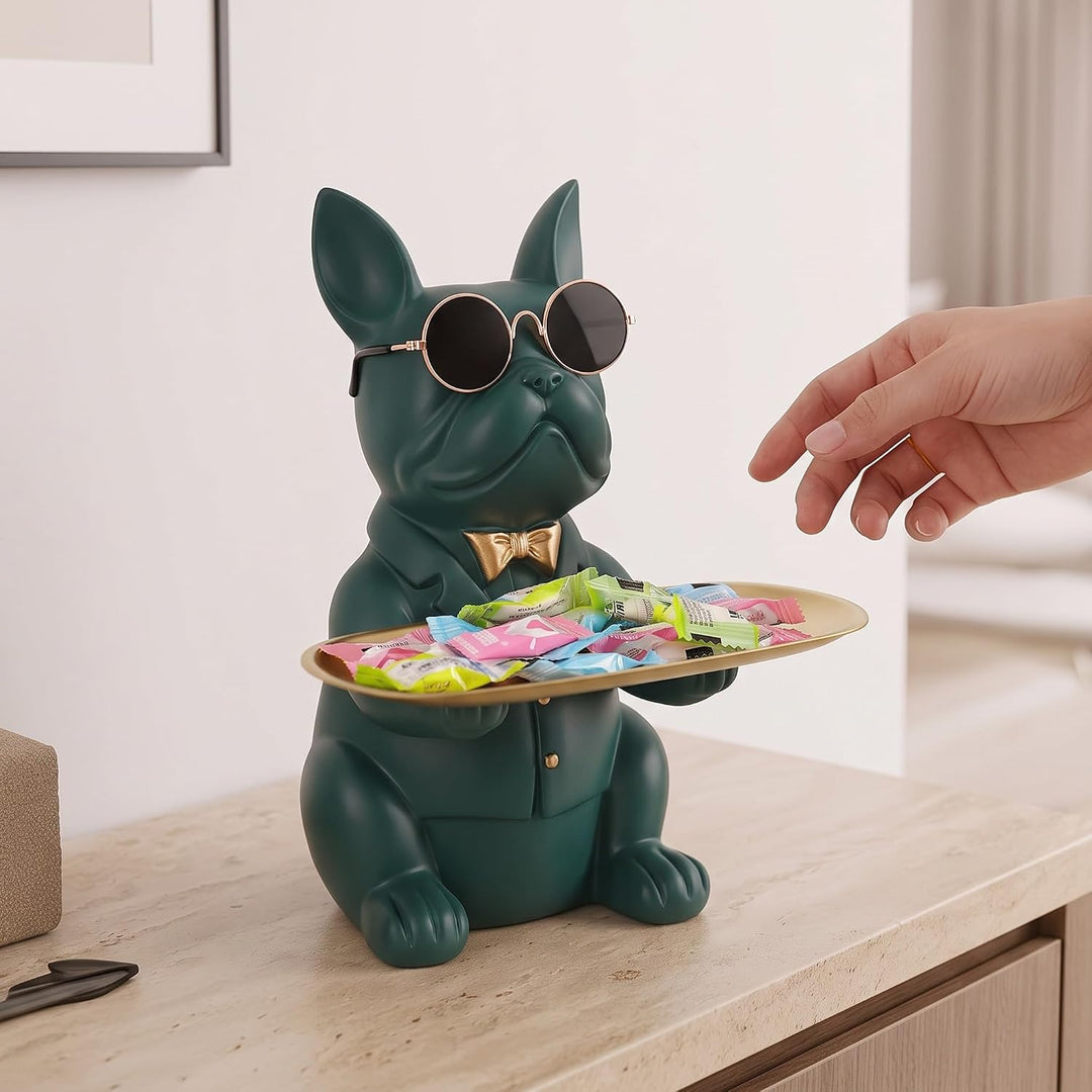 Deko Skulptur Bulldogge, Schlüsselschale Modern Schwarz, Schlüsselablage Flur, Deko Figuren Wohnzimm