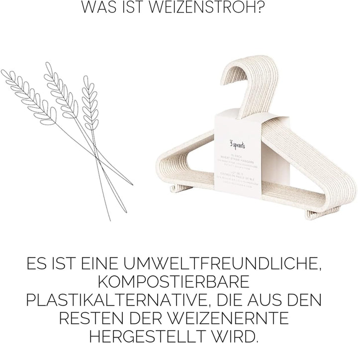 3 Sprouts - Kleiderbügel für Kinder – Baby und Kleinkinderkleidung - Nachhaltige Kleiderbügel aus We
