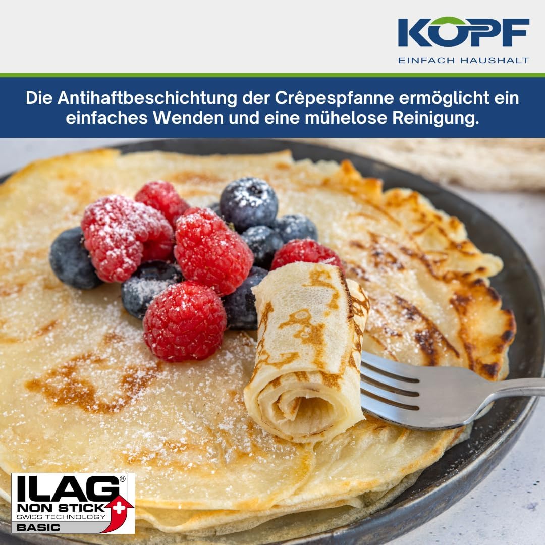 Kopf Crepespfanne Marra (Aluguss, 28 cm, ILAG Beschichtung, Induktion) inkl. Teigverteiler, inkl. Te