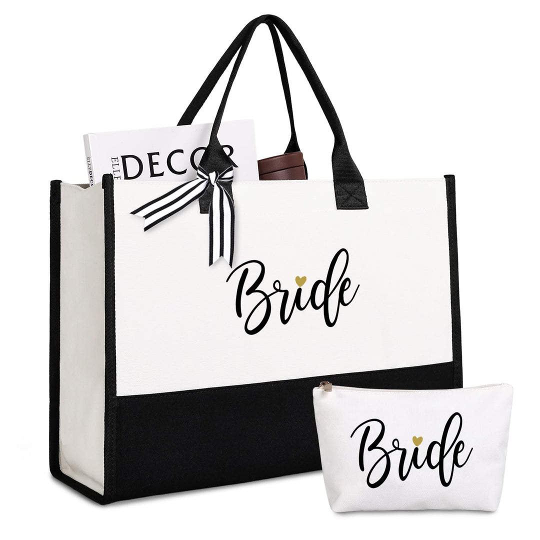Lamyba Bride Bag with Makeup Bag and Reinforced Bottom, Bride Gifts/Bridal Shower Gifts for Bride, B