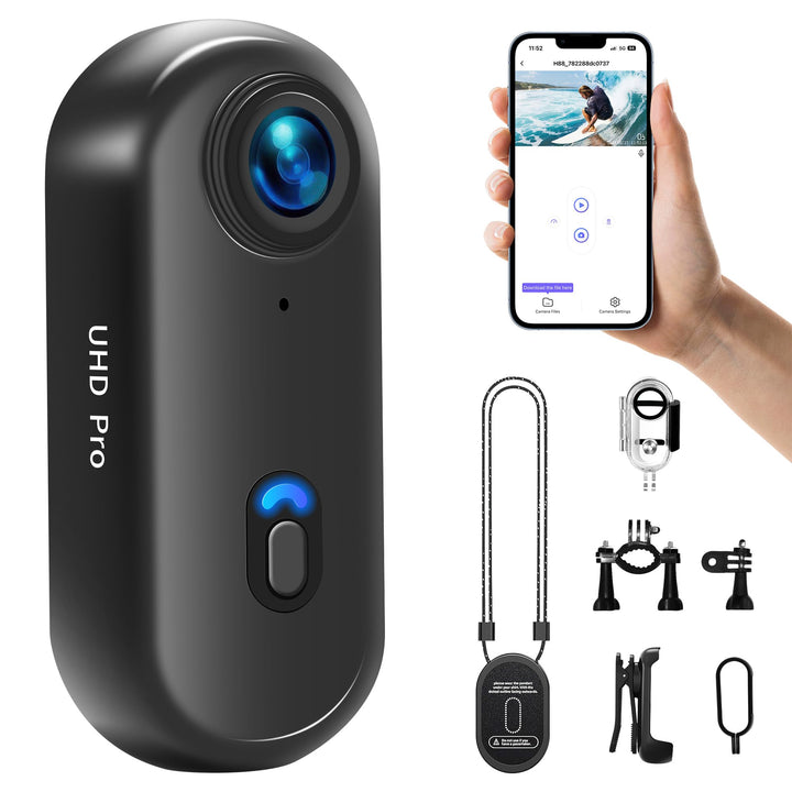 Action Cam 4K WiFi, Bodycam Mini Körperkamera, Helmkamera Motorrad, Sportkamera Wasserdicht bis 30M,