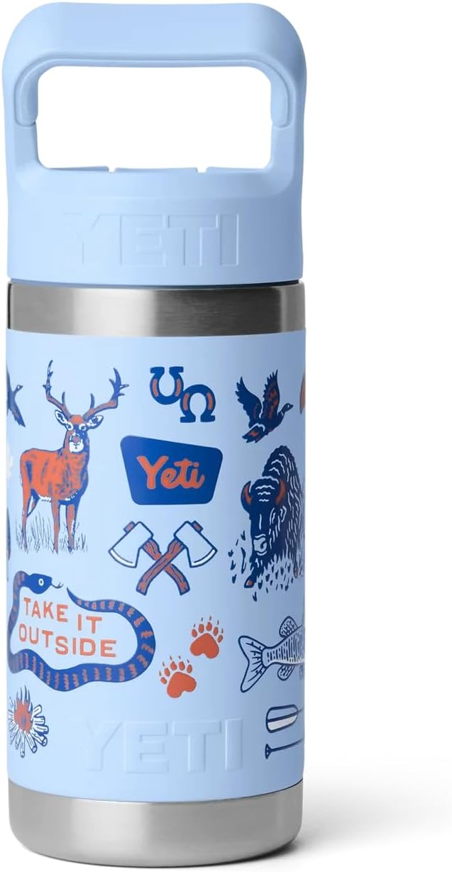YETI Rambler Jr Kinder Trinkflasche 12 oz (354 ml) Big Sky Summer Camp – Edelstahl Trinkflasche mit