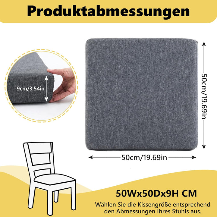 Mingone Sitzkissen 50x50x9 cm, abnehmbar und waschbar, mit Memory-Schaum – ideal für Liegestühle, So