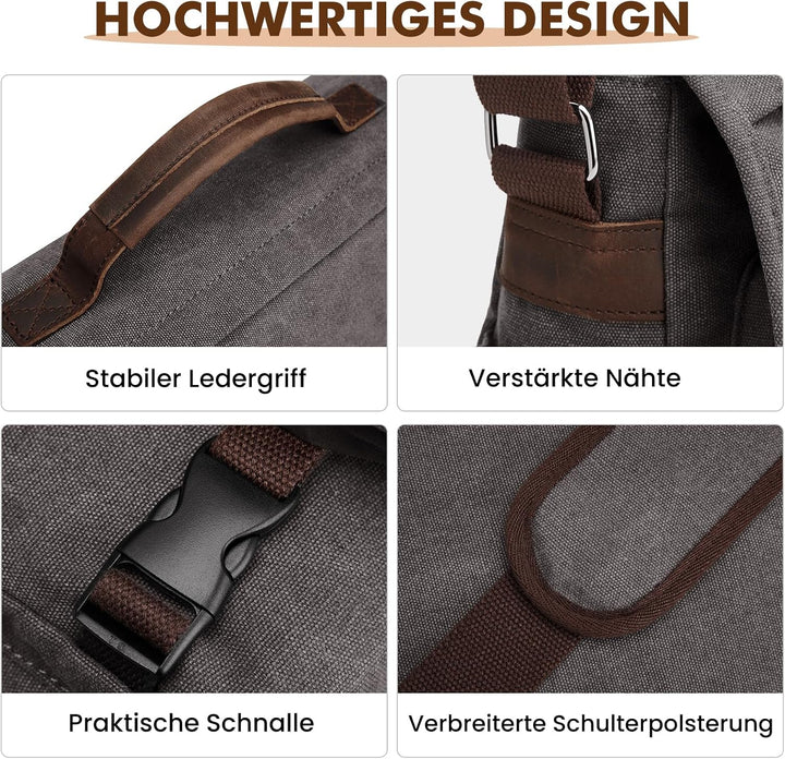S-ZONE Herren Umhängetasche 17,3 Inch Übergrösse Messenger Bag Canvas Laptoptasche Aktentasche Schul