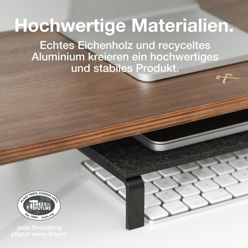 Woodcessories - Monitorständer Holz mit Ablage, Monitor Erhöhung Schreibtisch, ergonomische Bildschi