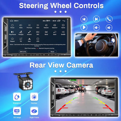 Hikity Autoradio DAB+ Doppel Din Android 11 mit Navi 7 Zoll Touch Bildschirm Apple Carplay Android A