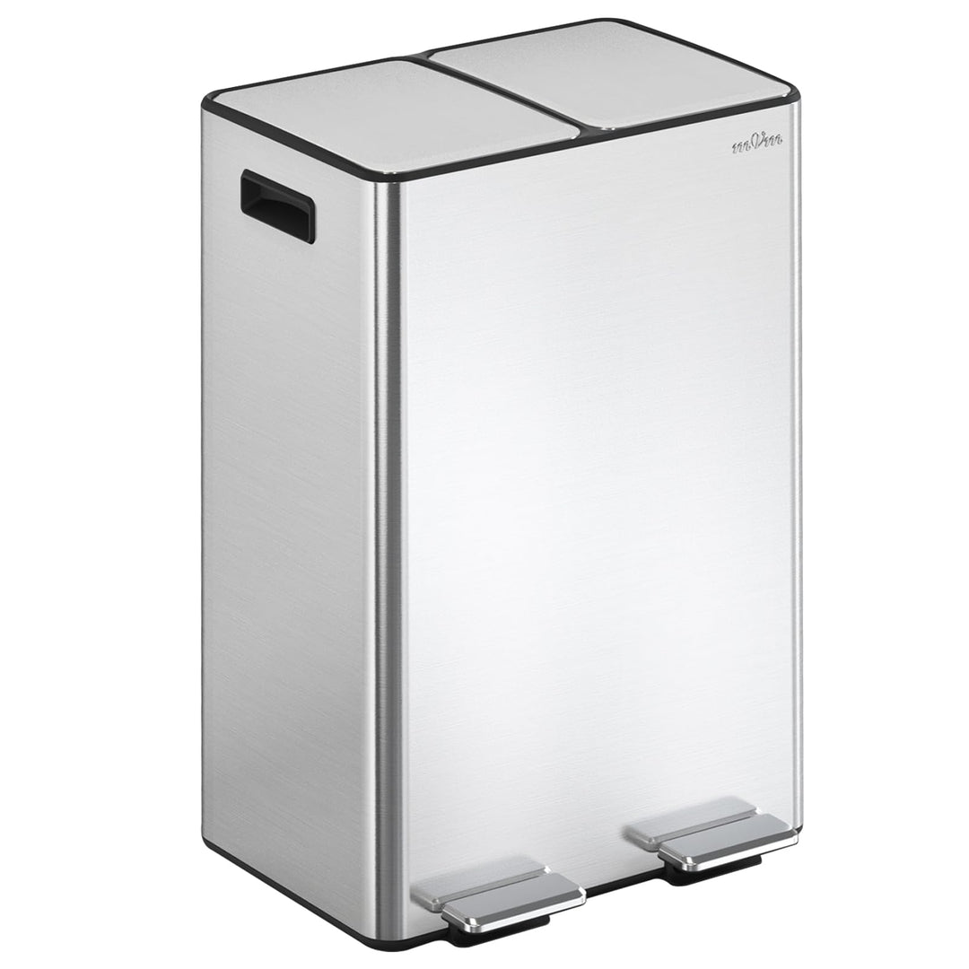 mVm Mülleimer Küche,60 Liter Treteimer,2 x 30 Liter Treteimer, 2 Fächer, Mülltrennsystem, Abfalleime