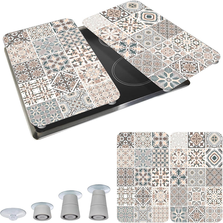 WENKO Herdabdeckplatte Universal Kachel, 2er Set Herdabdeckung für alle Herdarten, Gehärtetes Glas,