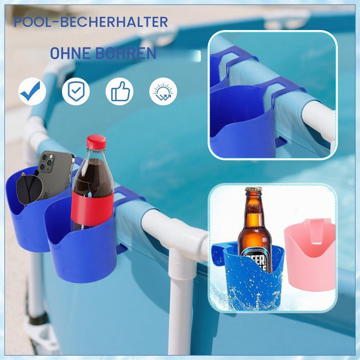 4 Stück Pool Getränkehalter Poolrand, Pool Becherhalter Kunststoff, Flaschenhalter Poolrand, Pool Zu