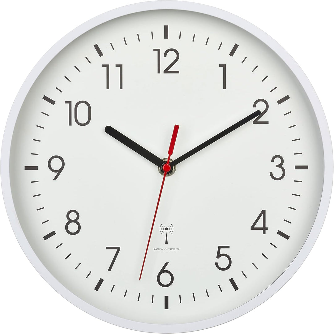 TFA Dostmann Analoge Funk-Wanduhr, 60.3550.02, höchste Genauigkeit, modern, analog, Glasabdeckung, f