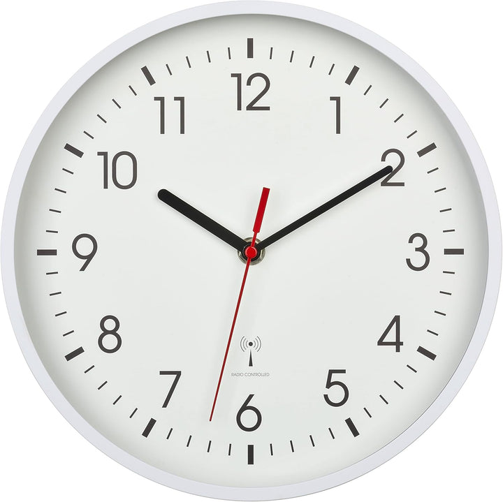 TFA Dostmann Analoge Funk-Wanduhr, 60.3550.02, höchste Genauigkeit, modern, analog, Glasabdeckung, f