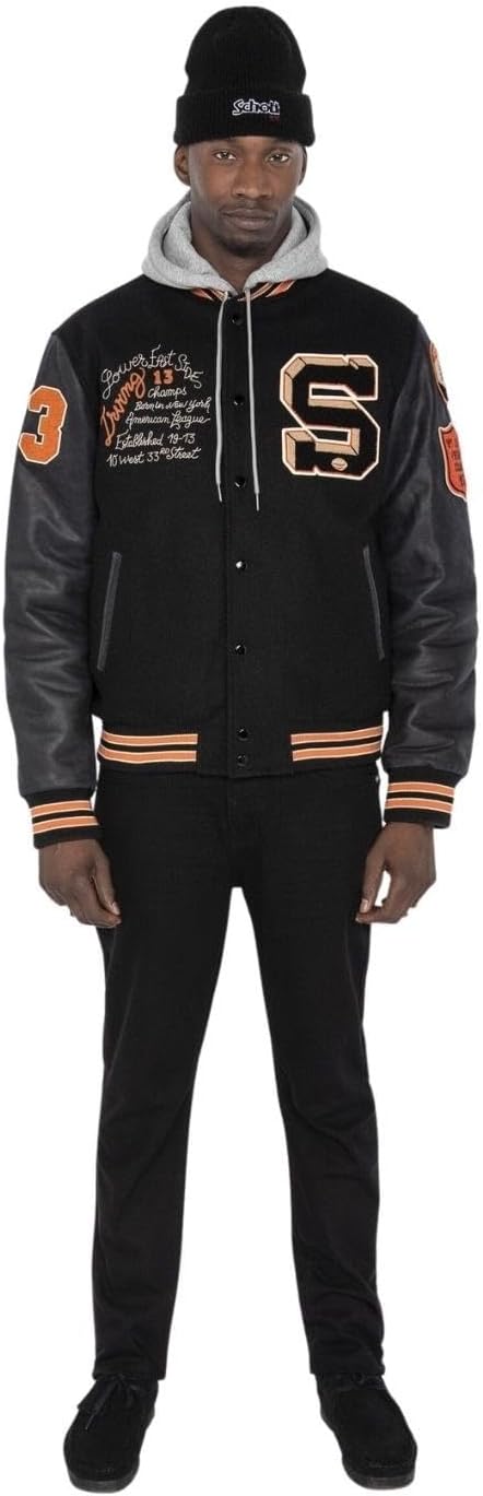 Schott NYC Herren Lcteddybd Jacke L Schwarz / Schwarz, L Schwarz / Schwarz