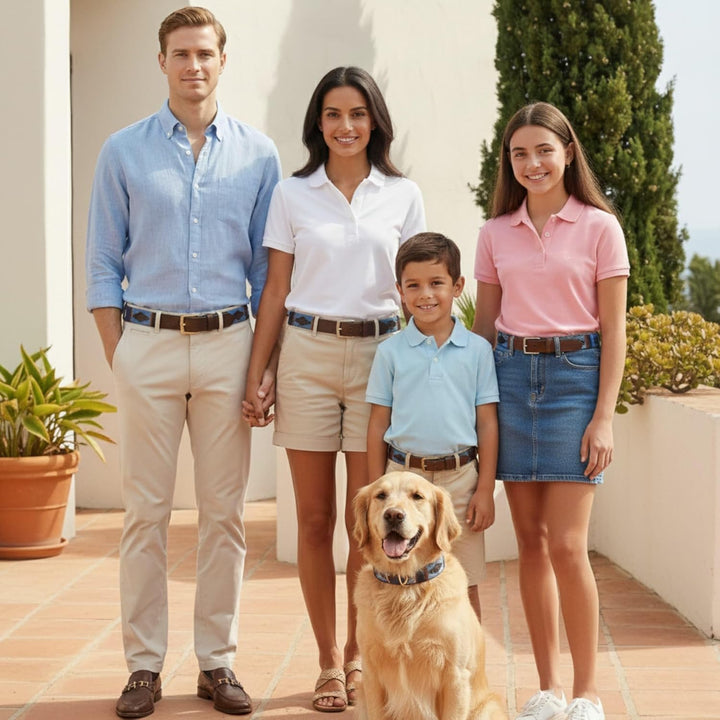 CARLOS DIAZ Herren Damen Premium Unisex Braunes Leder Bestickt Designer Polo Gürtel