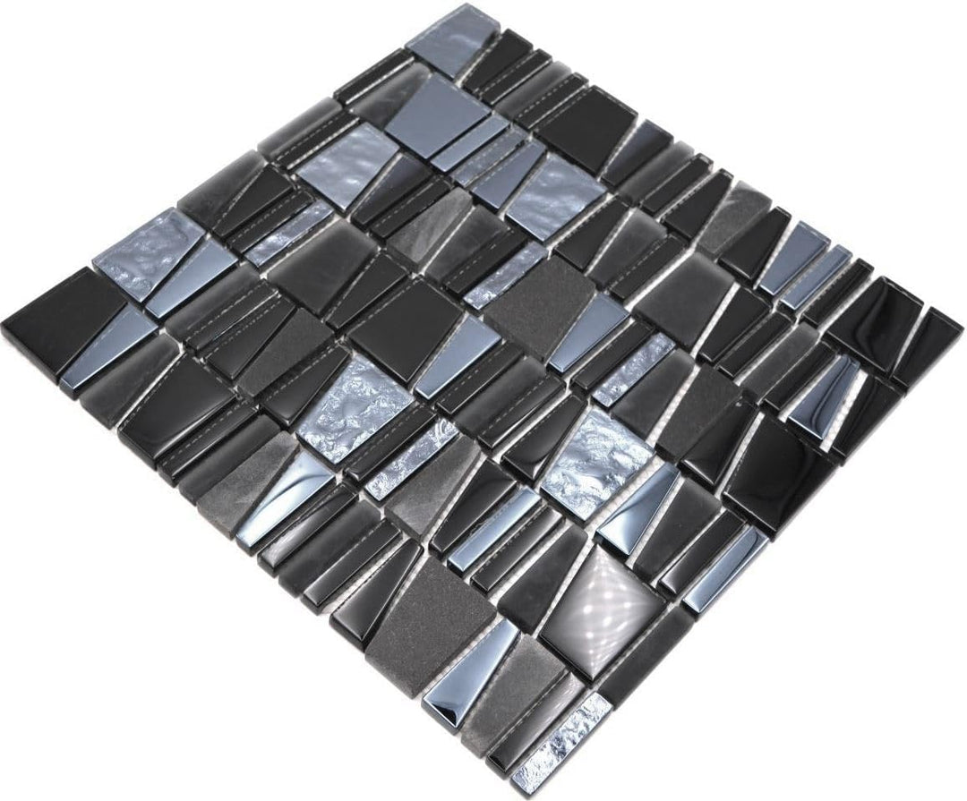 Glasmosaik Leiter Crystal/Stein mix schwarz Transluzent Transparent 3D, Mosaikstein Format: 10x48+10