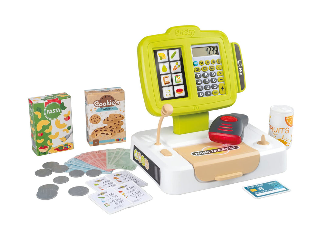 Smoby - elektronische Supermarktkasse - Spielkasse mit Taschenrechnerfunktion, Licht- und Soundgeräu