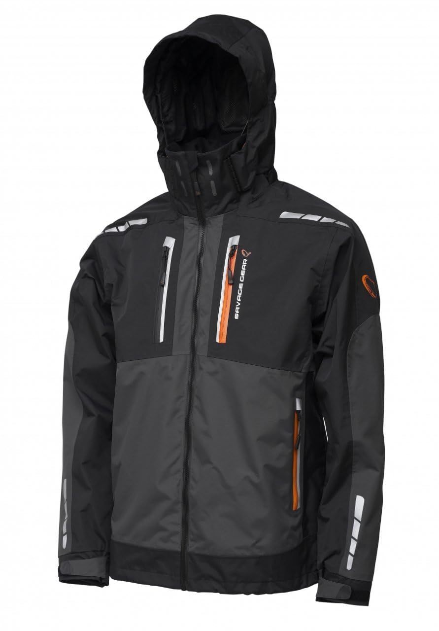 Savage Gear WP Performance Jacket Angeljacke Regenjacke S Schwarz/Grau, S Schwarz/Grau