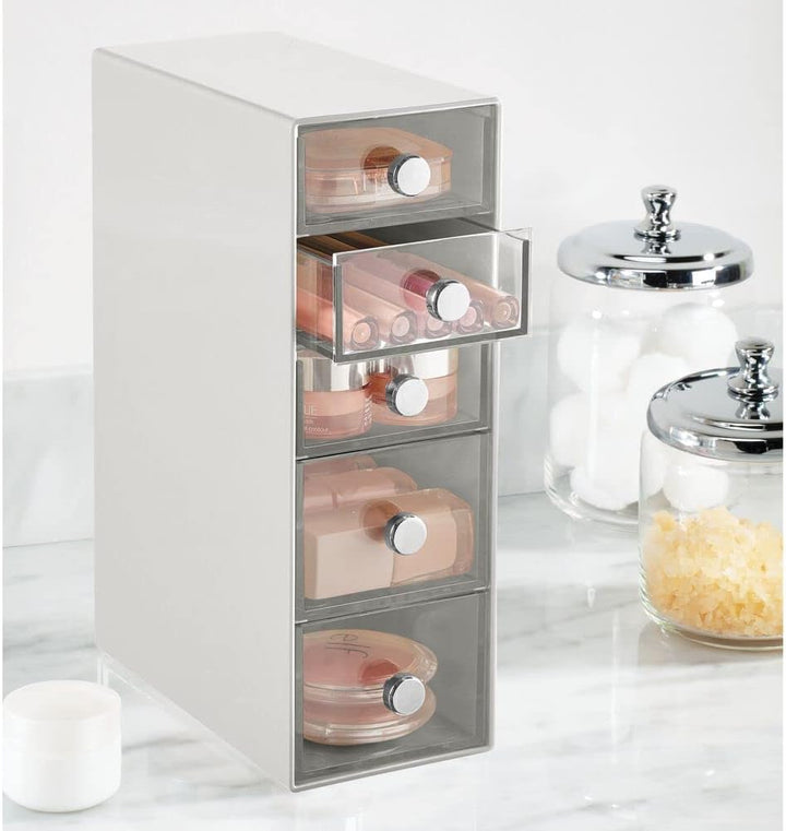 mDesign Aufbewahrungsbox für das Bad – Box mit 5 Schubladen aus Kunststoff für Make-up – Kosmetik Or