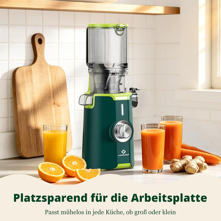 LINKChef Blitzreiniger Entsafter, NO-Prep Slow Juicer für Ganze Gemüse und Obst, Juicer Machine mit