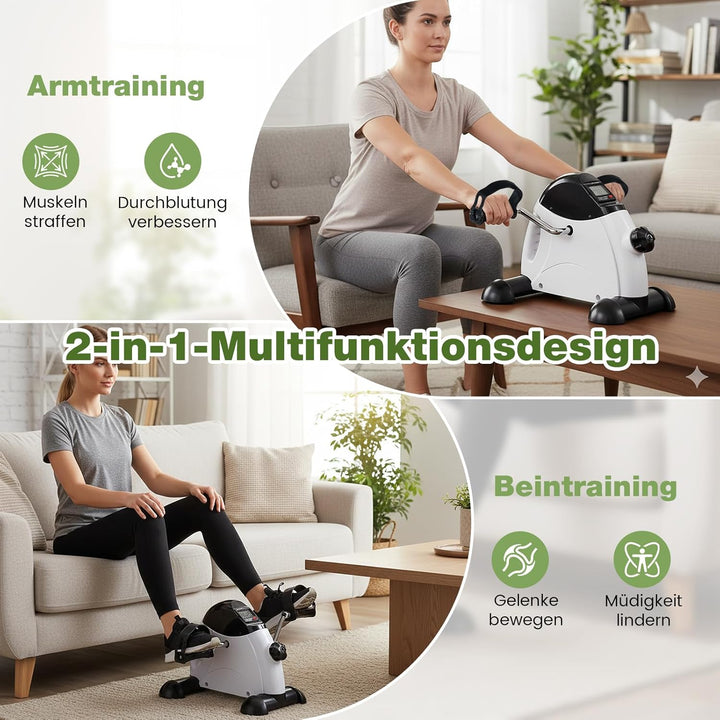 GYMAX Mini-Heimtrainer, Beintrainer mit Widerstandsregler & LCD-Anzeige, pedaltrainer für Arme & Bei