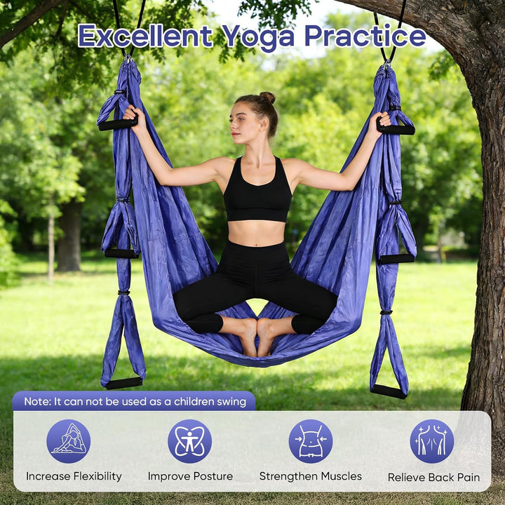Aerial Yoga-Hängematte mit 6 Griffen, geeignet für Studios und Zuhause, Hängemattenschaukel-Set für