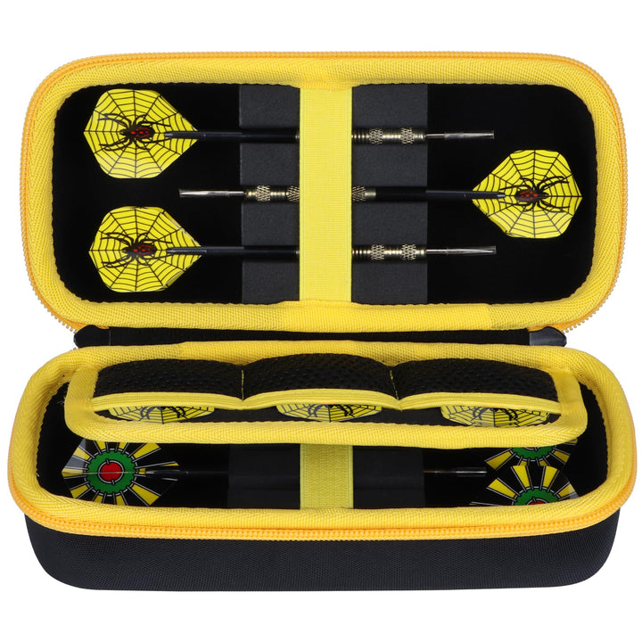 Hart Hülle Dartpfeile Etui für 6 Stück Steeldarts oder weiche Spitze Darts,eingebaute Speicher Rohre