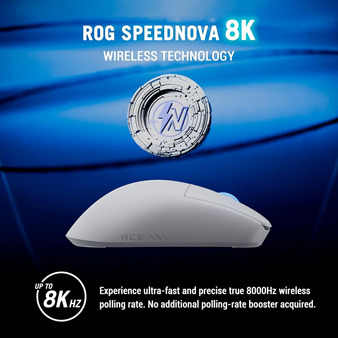 ASUS ROG Harpe II Ace White Wireless Gaming Maus (48 Gramm, semisymmetrische Esport Mouse, ROG AimPo