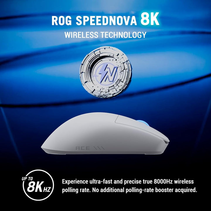 ASUS ROG Harpe II Ace White Wireless Gaming Maus (48 Gramm, semisymmetrische Esport Mouse, ROG AimPo