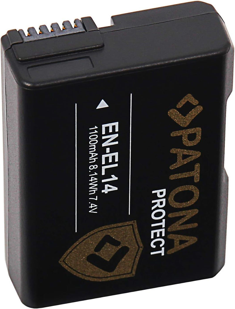 PATONA Protect V1 EN-EL14 EN-EL14a Akku (1100mAh) mit NTC-Sensor und V1 Gehäuse 1x EN-EL14 Protect V