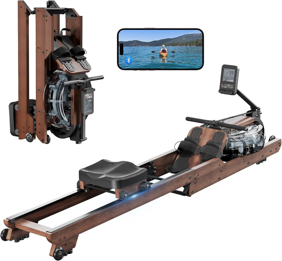 Dripex Faltbares Wasser-Rudergerät für Zuhause aus Massivholz| mit LCD-Display & Bluetooth App | Erg