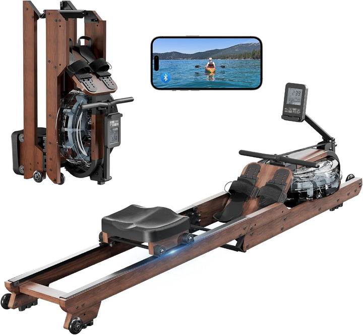 Dripex Faltbares Wasser-Rudergerät für Zuhause aus Massivholz| mit LCD-Display & Bluetooth App | Erg