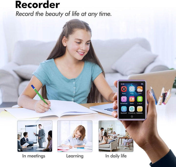 64 GB MP3 Player mit Bluetooth 5.3, 2,8-Zoll-Touchscreen mp3-player und MP4-Player für Kinder, Music