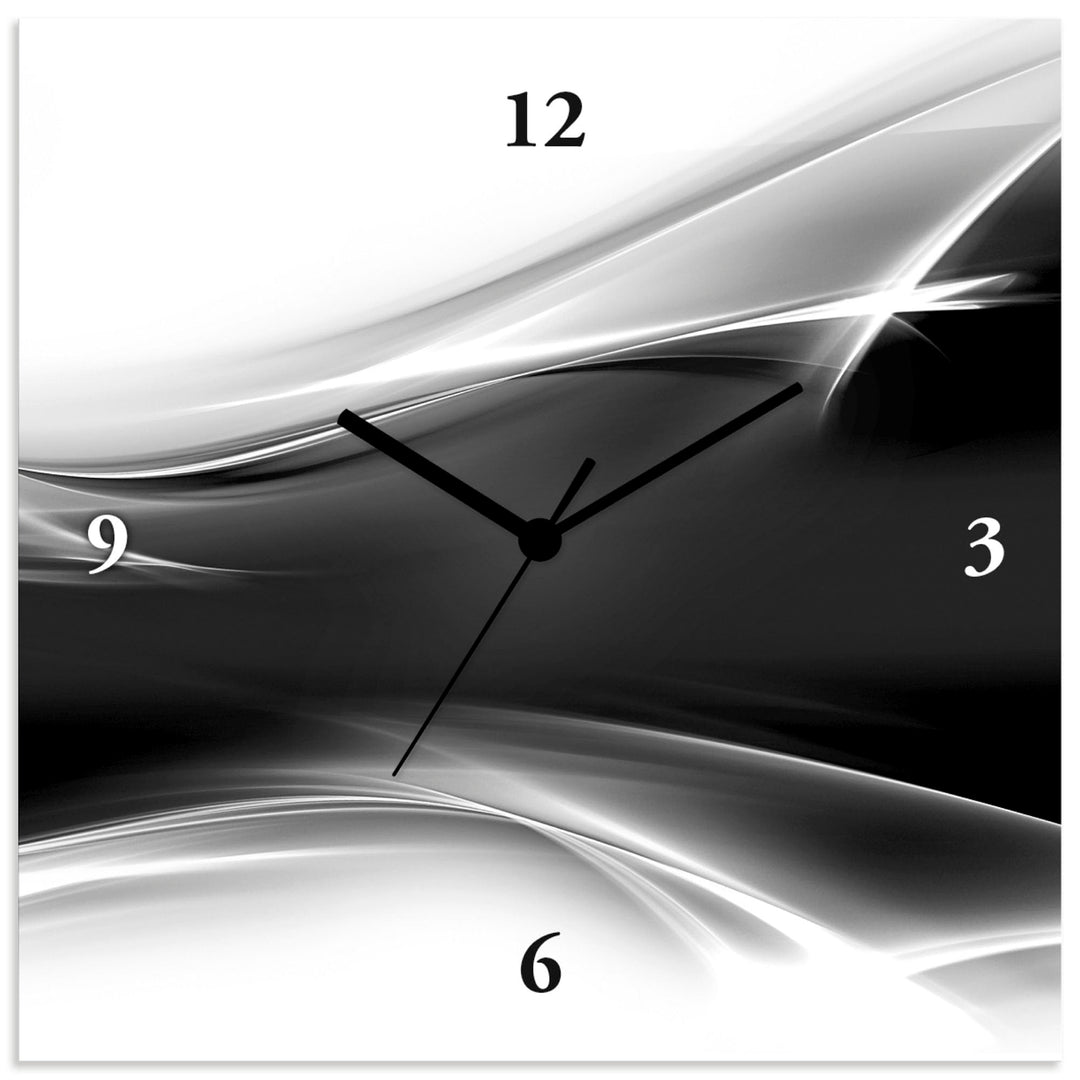 ARTLAND Wanduhr ohne Tickgeräusche Alu Quarzuhr 30x30 cm Quadratisch Lautlos Design Abstrakt Kunst M