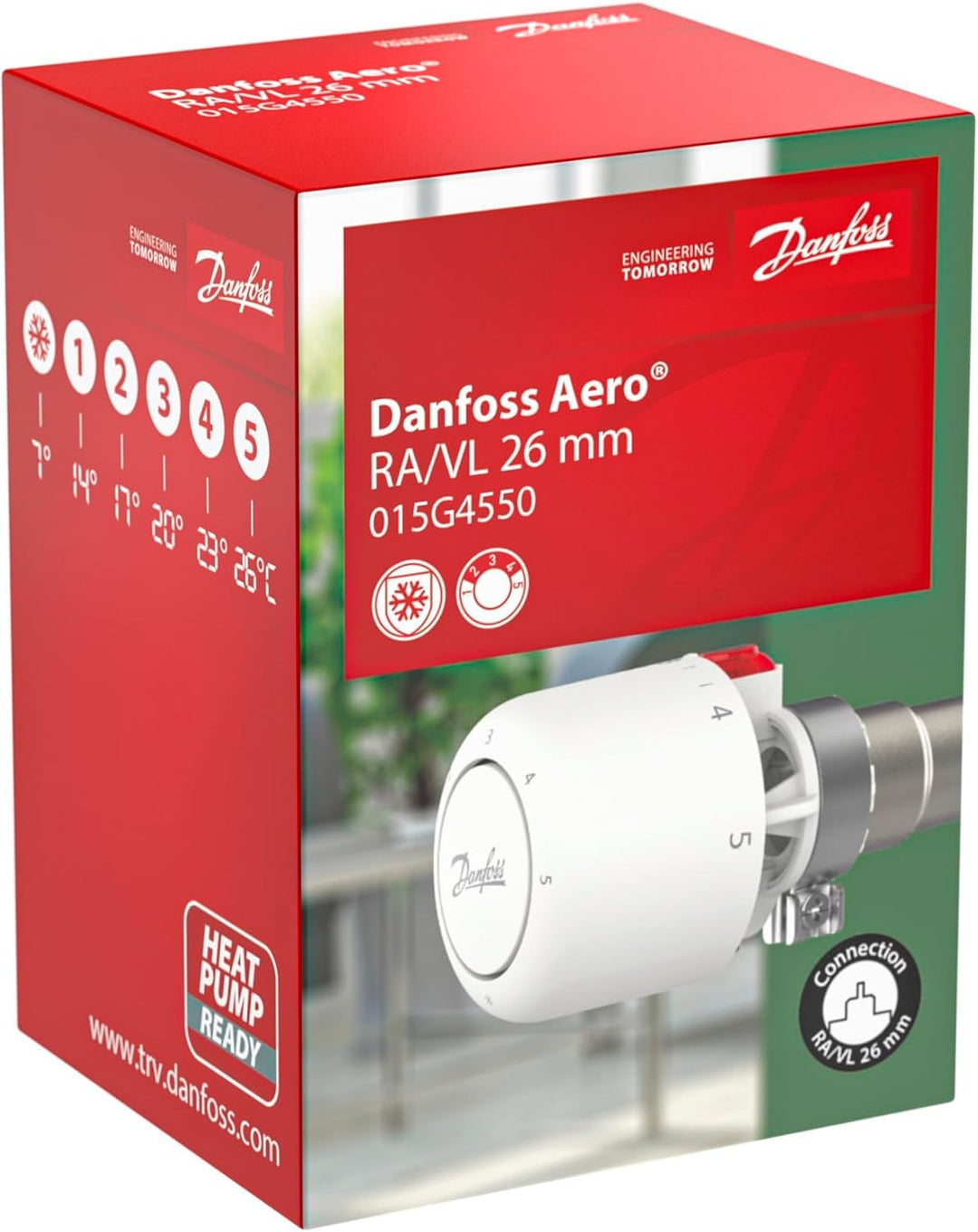 Danfoss Aero RAVL click, Thermostatkopf mit eingebautem Sensor, 26 mm Halsdurchmesser NEU 015G4550,