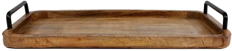 BigDean Serviertablett aus Mangoholz - 60 x 30 x 3 cm - Vintage Holz Tablett - UNIKAT - Holztablett